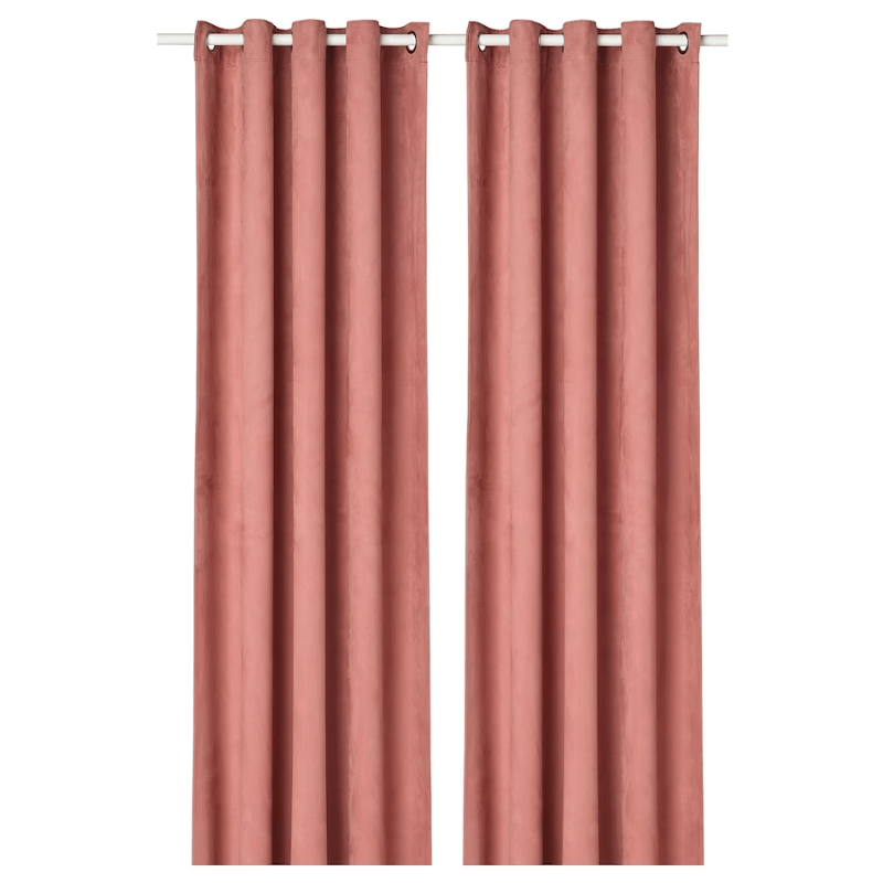 цена Шторы блокирующие свет Ikea Birtna 2 шт, светло-розовый