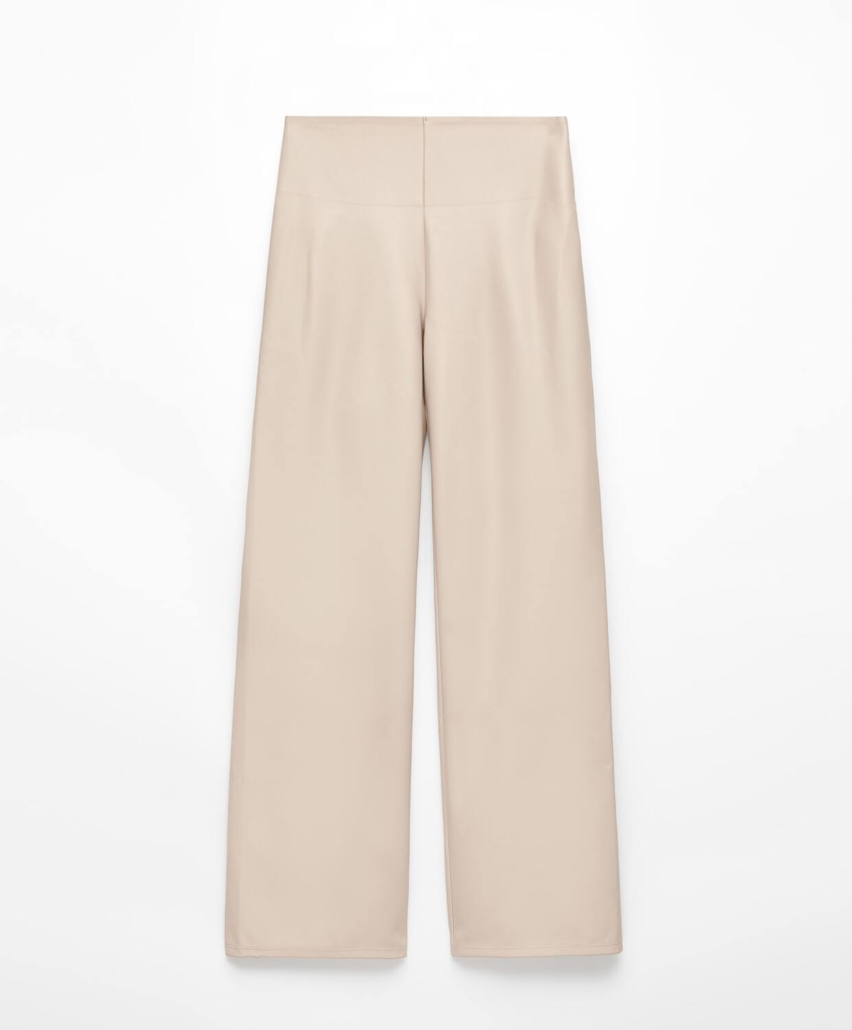 

Брюки Oysho Straight Fit Faux Leather, бежевый