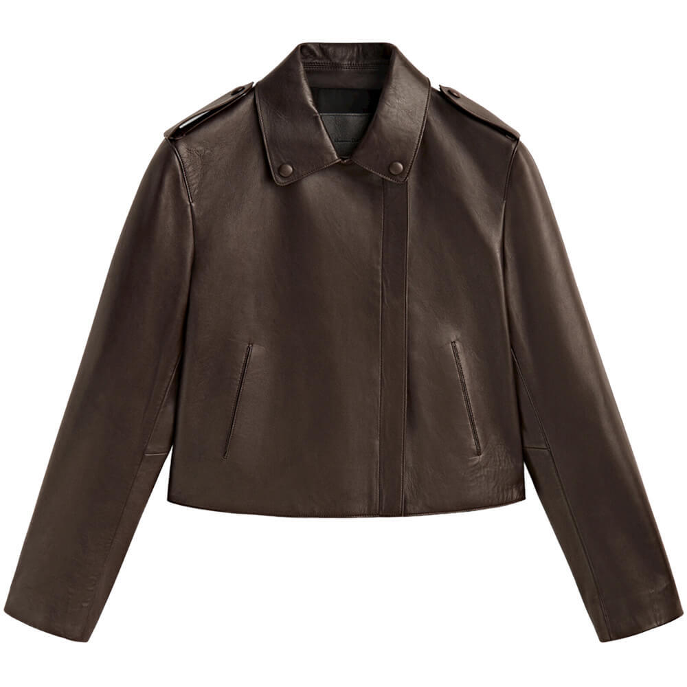 

Куртка Massimo Dutti Nappa Leather Biker, коричневый