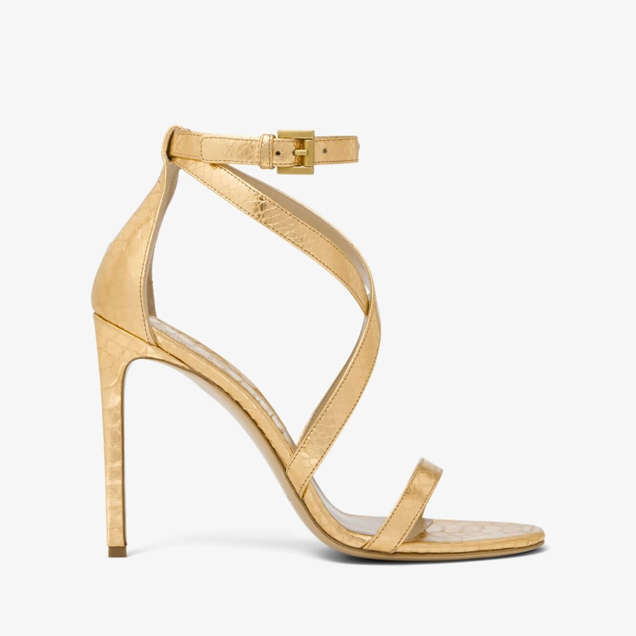 

Босоножки Michael Kors Ingrid Metallic Python Embossed Leather, золотистый