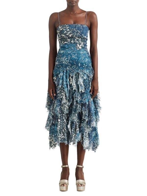 

Кружевное платье Ralph Lauren Collection с драпировкой tyreece, голубой