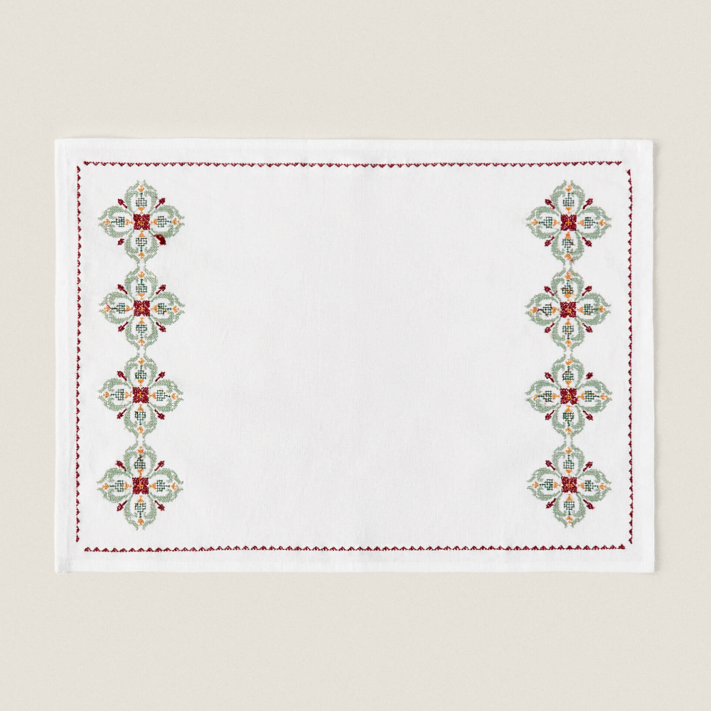 Салфетка под столовые приборы Zara Home Embroidered Cotton Linen, 35 x 50 см
