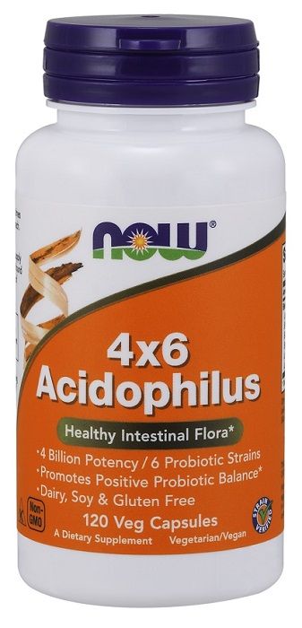 Now Foods Acidophilus 4X6 120 пробиотические капсулы, 120 шт. цена и фото
