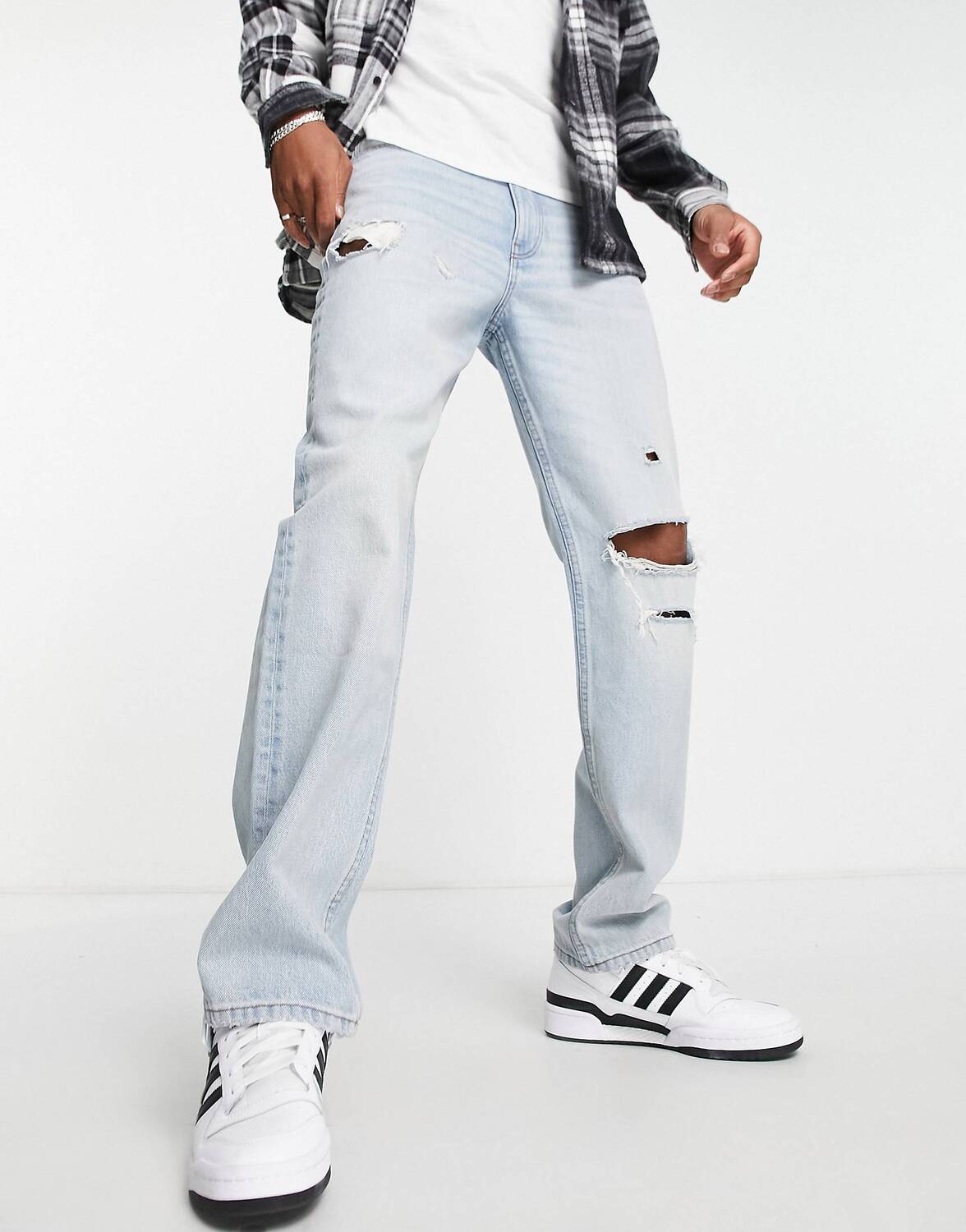 

Потертые джинсы прямого кроя ASOS DESIGN Cone Mill Denim