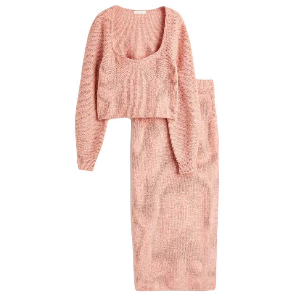 

Костюм для беременных H&M Mama Rib-knit, 2 предмета, розовый