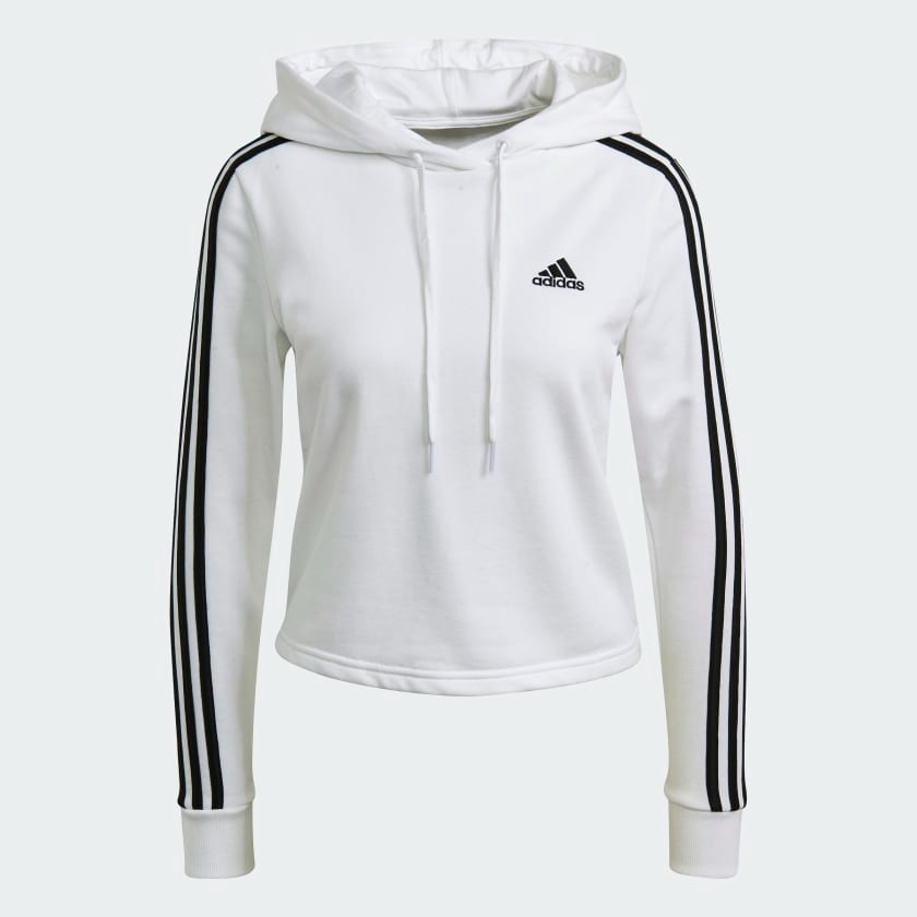 

Худи Adidas Essentials 3-stripes Cropped, белый/черный