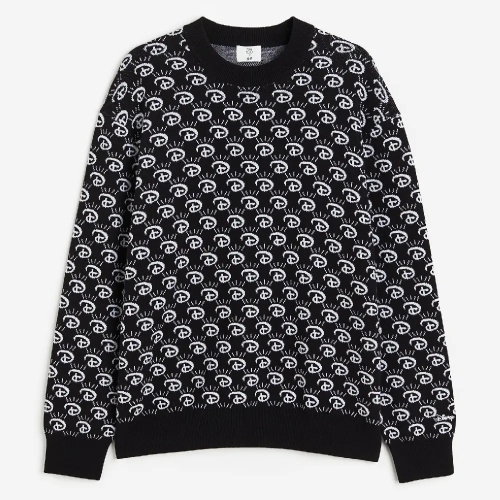 

Свитер H&M x Disney100 Loose Fit Jacquard-knit, черный/белый