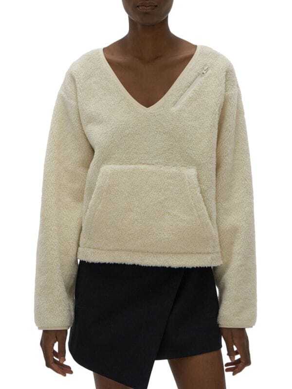 

Мохнатый свитер с v-образным вырезом Helmut Lang Ivory