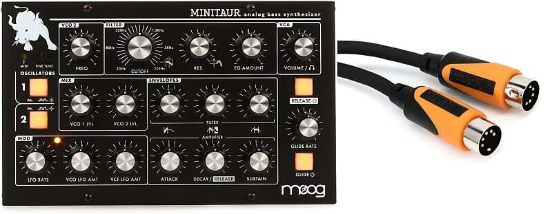 

Комплект аналогового басового синтезатора Moog Minitaur с MIDI-кабелем Roland RMIDI-B5 Black Series - 5 футов Moog + Roland TBP-002-01=1 RMIDI-B5=1