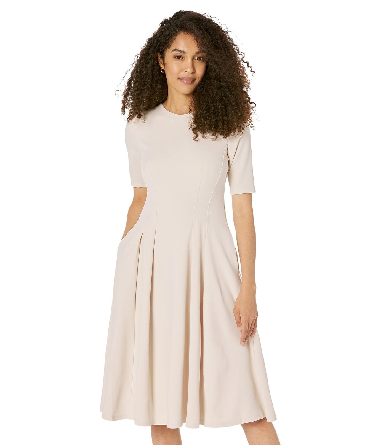 

Платье Maggy London, Scuba Crepe Pleated Midi Dress