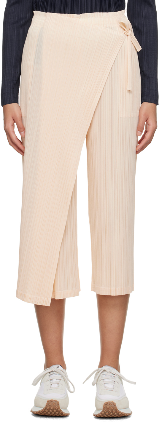 

Бежевые февральские брюки Monthly Colors Pleats Please Issey Miyake, Бежевый
