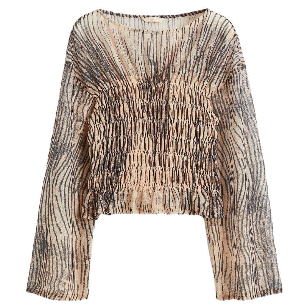 

Блузка H&M Smocked, бежевый/черный