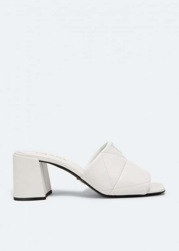 

Сандалии PRADA Quilted nappa leather sandals, белый
