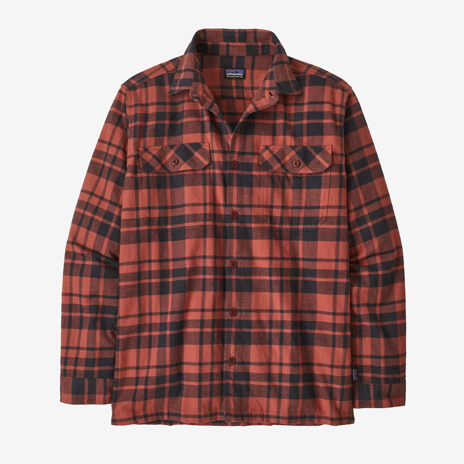 цена Мужская фланелевая рубашка среднего веса из органического хлопка с длинными рукавами Fjord Patagonia, красный