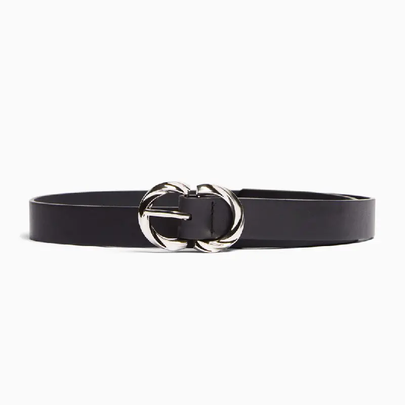

Ремень Bershka Thin With Double Buckle, черный