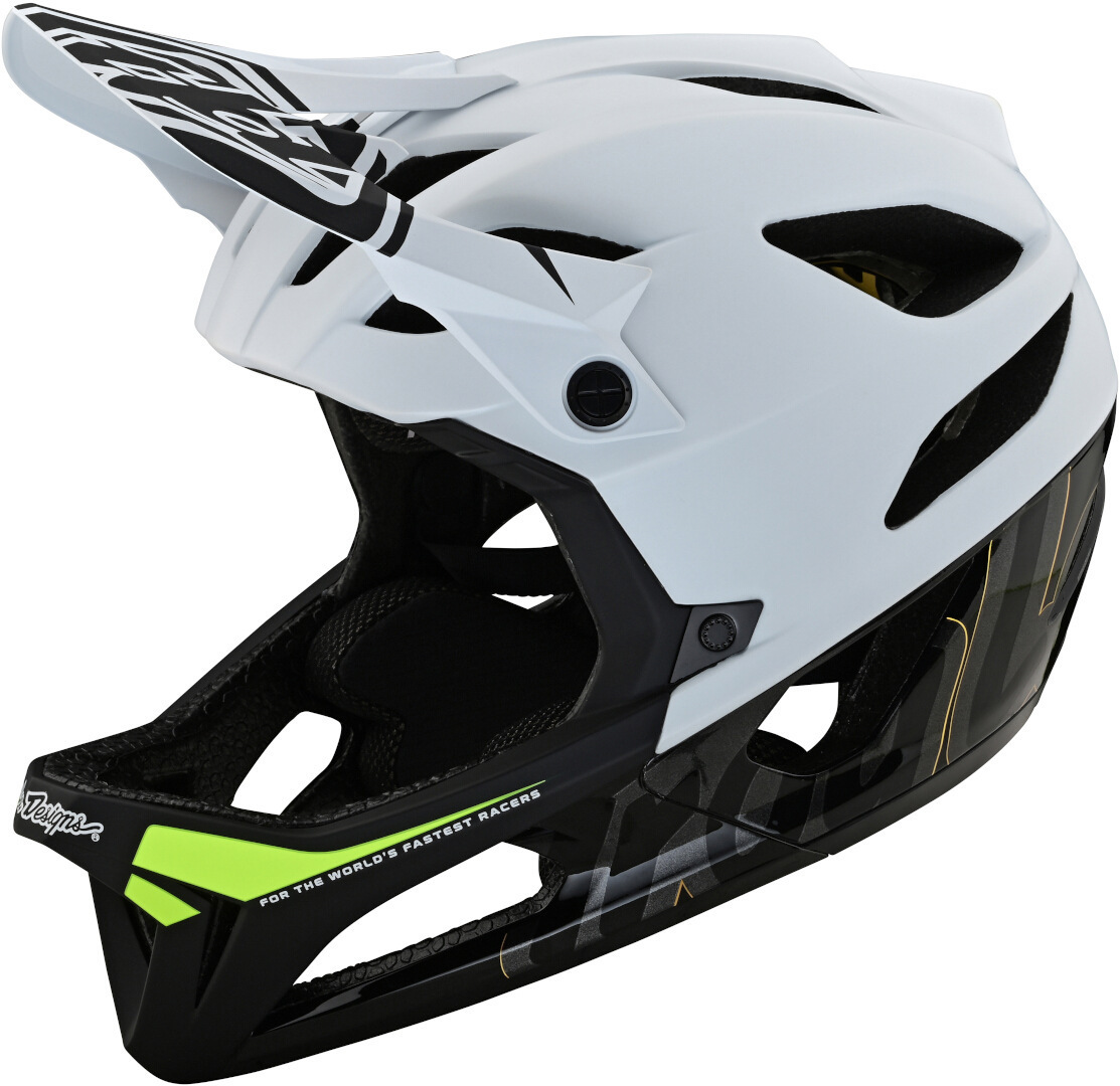 Troy Lee Designs Stage MIPS Signature Шлем для скоростного спуска, белый/зеленый
