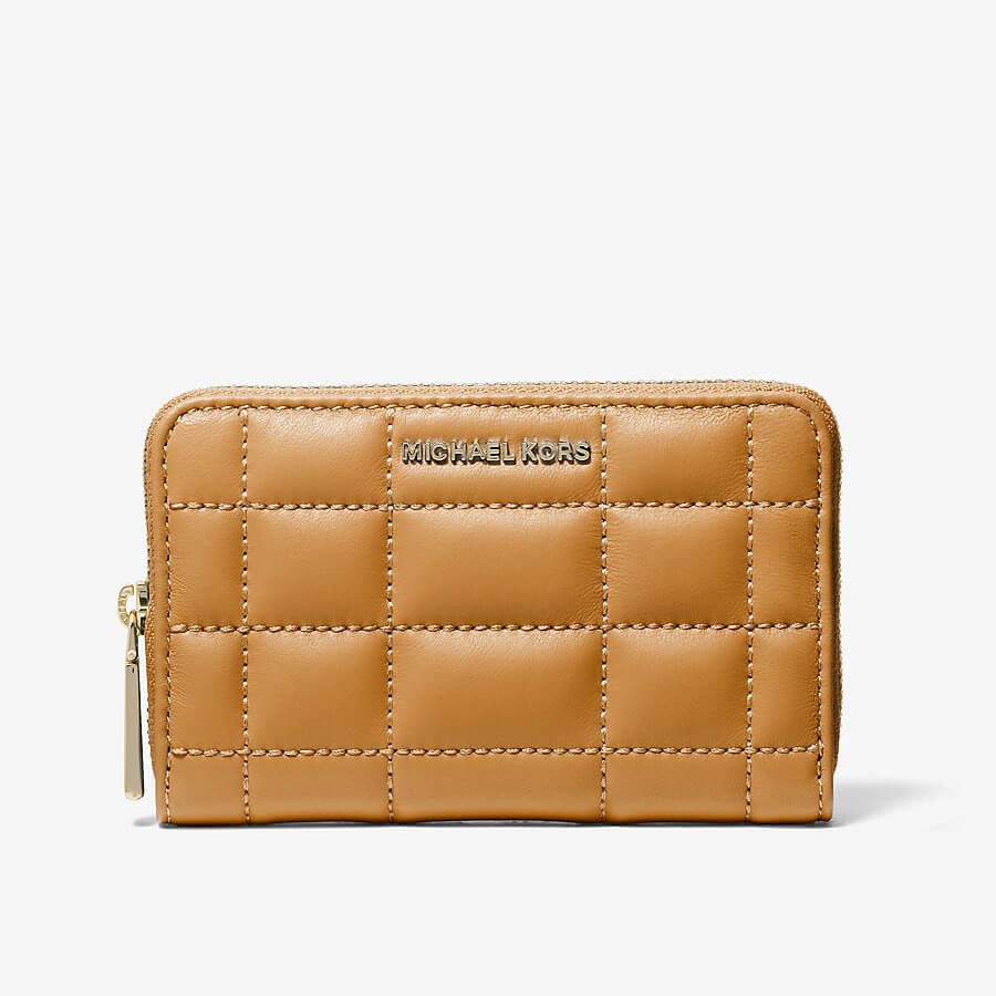 Кошелек Michael Michael Kors Small Quilted Leather, светло-коричневый monzo двойной браслет из кожи с золотистой застежкой