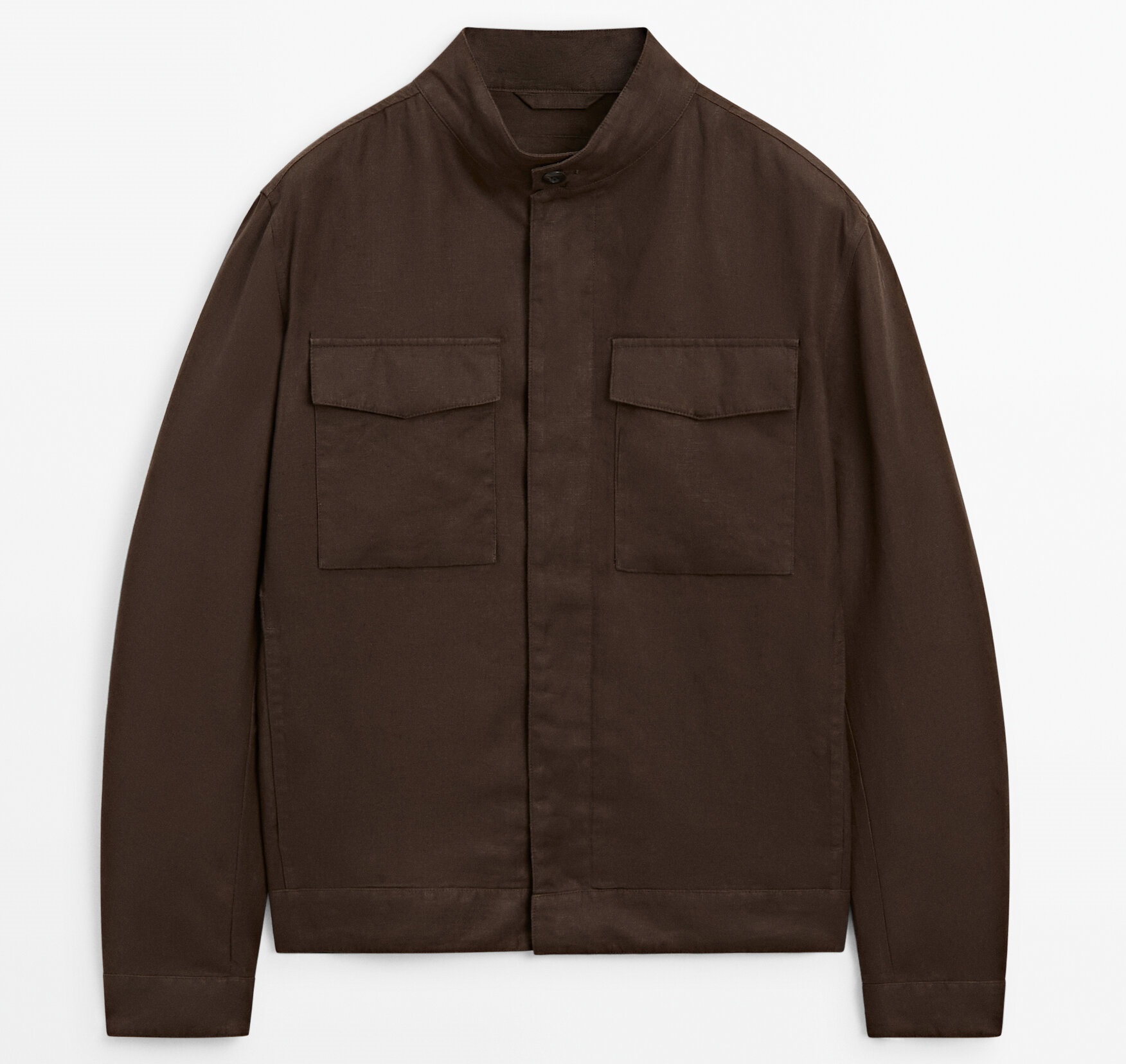 Куртка Massimo Dutti 100% Linen With Pockets, коричневый куртка massimo dutti jacket with pockets бледный хаки