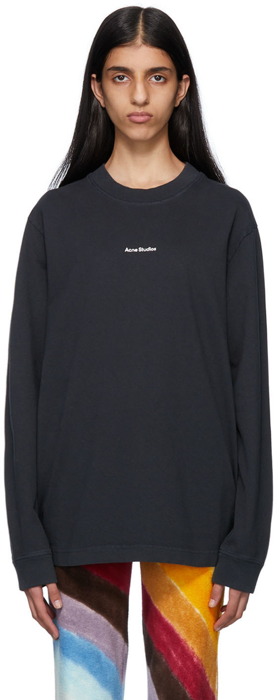 

Черная футболка с длинным рукавом из органического хлопка Acne Studios, Черный