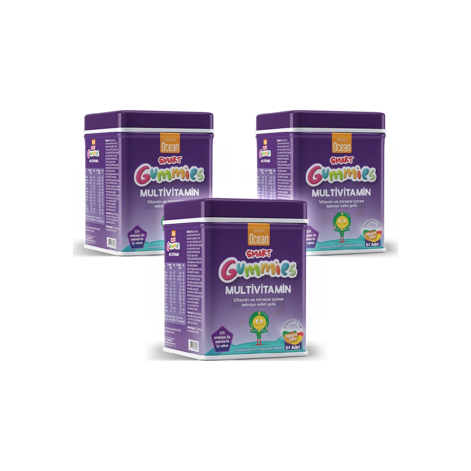 

Мультивитаминная добавка Ocean Smart Gummies, 3 упаковки по 64 таблетки
