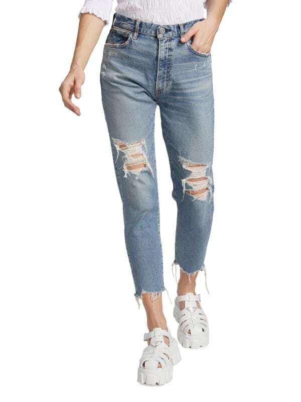 

Зауженные Джинсы Moussy Carter с высокой посадкой и зауженными щиколотками, vintage blue