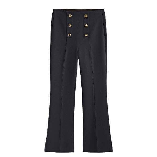 

Брюки клеш Massimo Dutti Kick Flare With Goldtoned Buttons, темно-синий