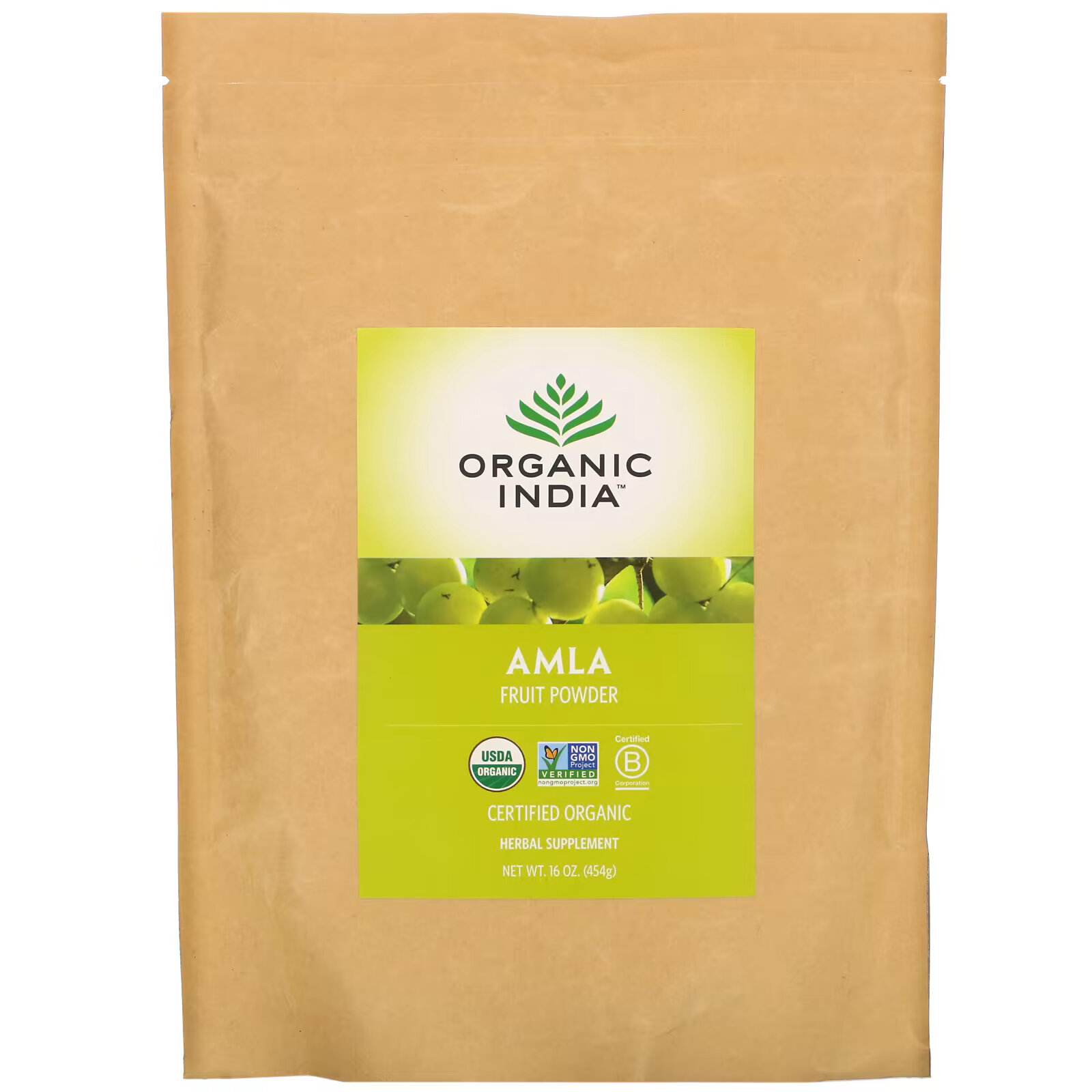 цена Organic India, Порошок фруктов амлы, 454 г (16 унций)