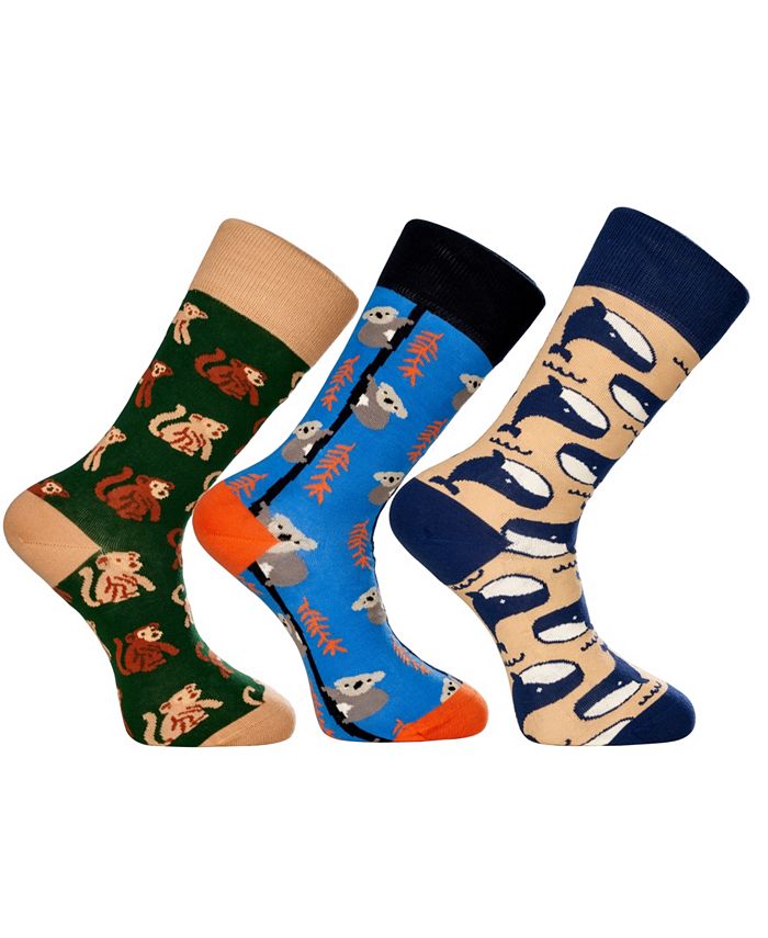 Новинка, комплект роскошных мужских носков для экипажа из Австралии, забавный красочный комплект с бесшовным мыском, 3 шт. Love Sock Company, мультиколор