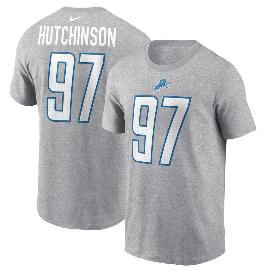 

Футболка с именем и номером Nike Detroit Lions, серый