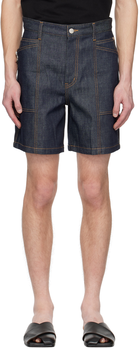 

Джинсовые шорты цвета индиго с вентиляцией Solid Homme