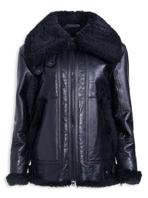 

Куртка на молнии из овечьей шерсти WOLFIE FURS Brown