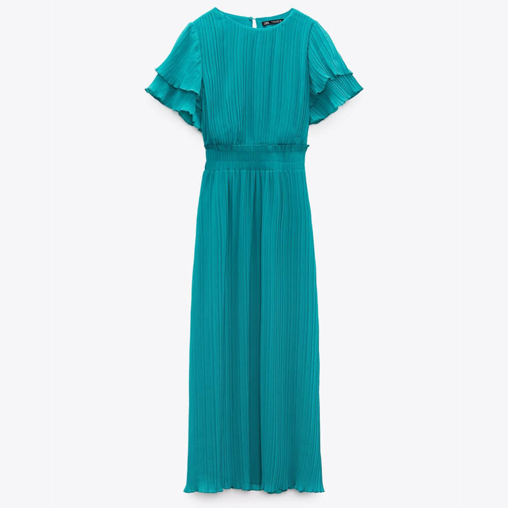 

Платье Zara Long Pleated, бирюзовый