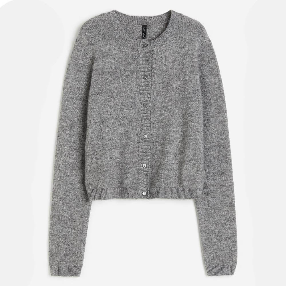 

Кардиган H&M Fine-knit, серый меланжевый