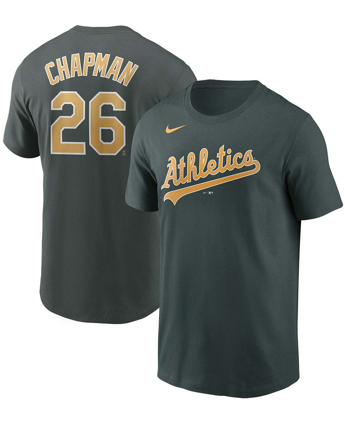 Мужская футболка matt chapman green oakland athletics name number Nike, зеленый