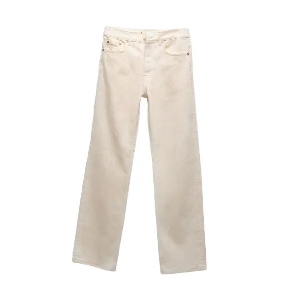 

Джинсы Zara Zw Collection Relaxed Fit Straight-leg Mid-rise, кремовый