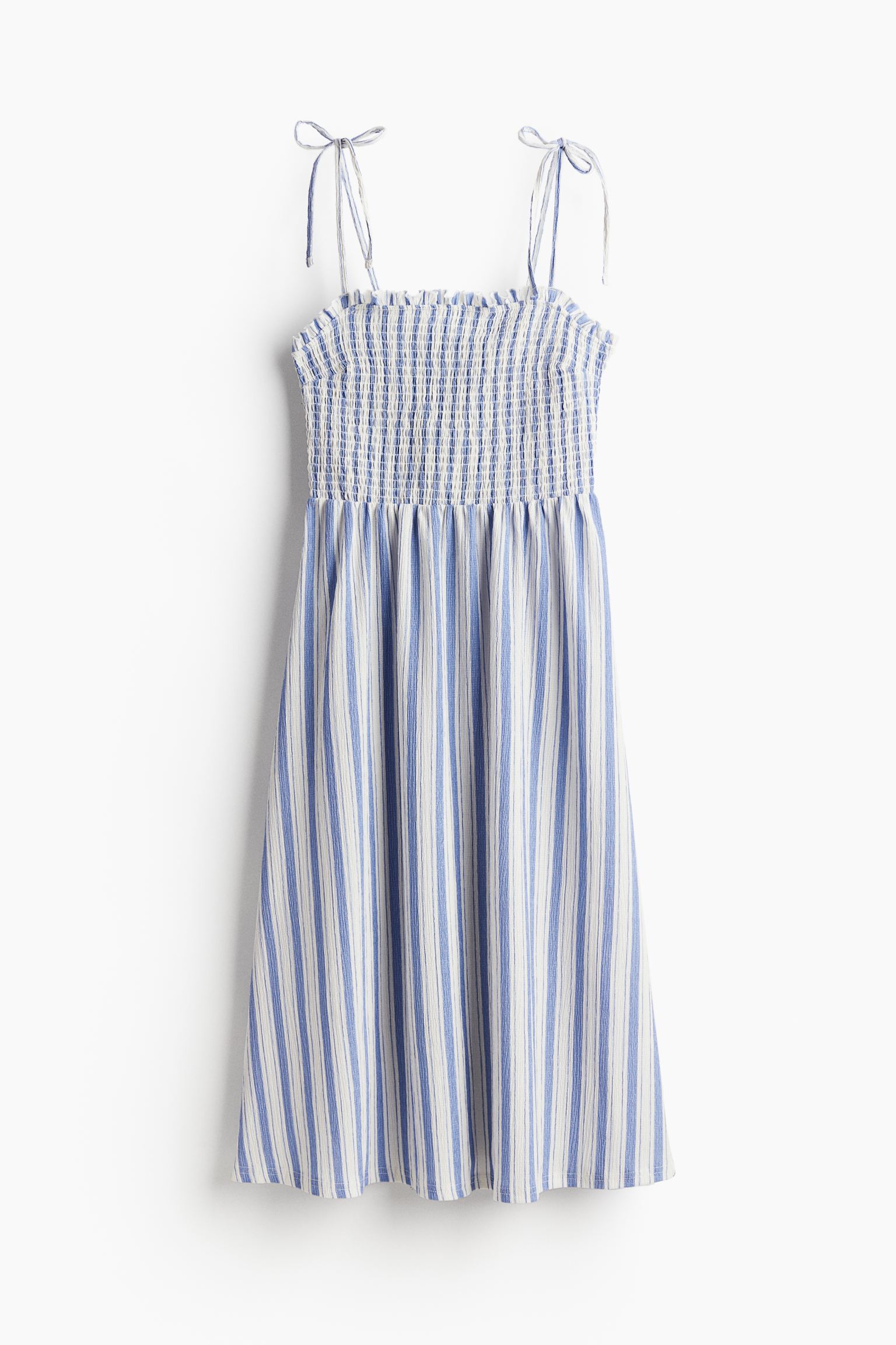 цена Платье H&M Tie-shoulder-strap Smocked, кремовый/синий