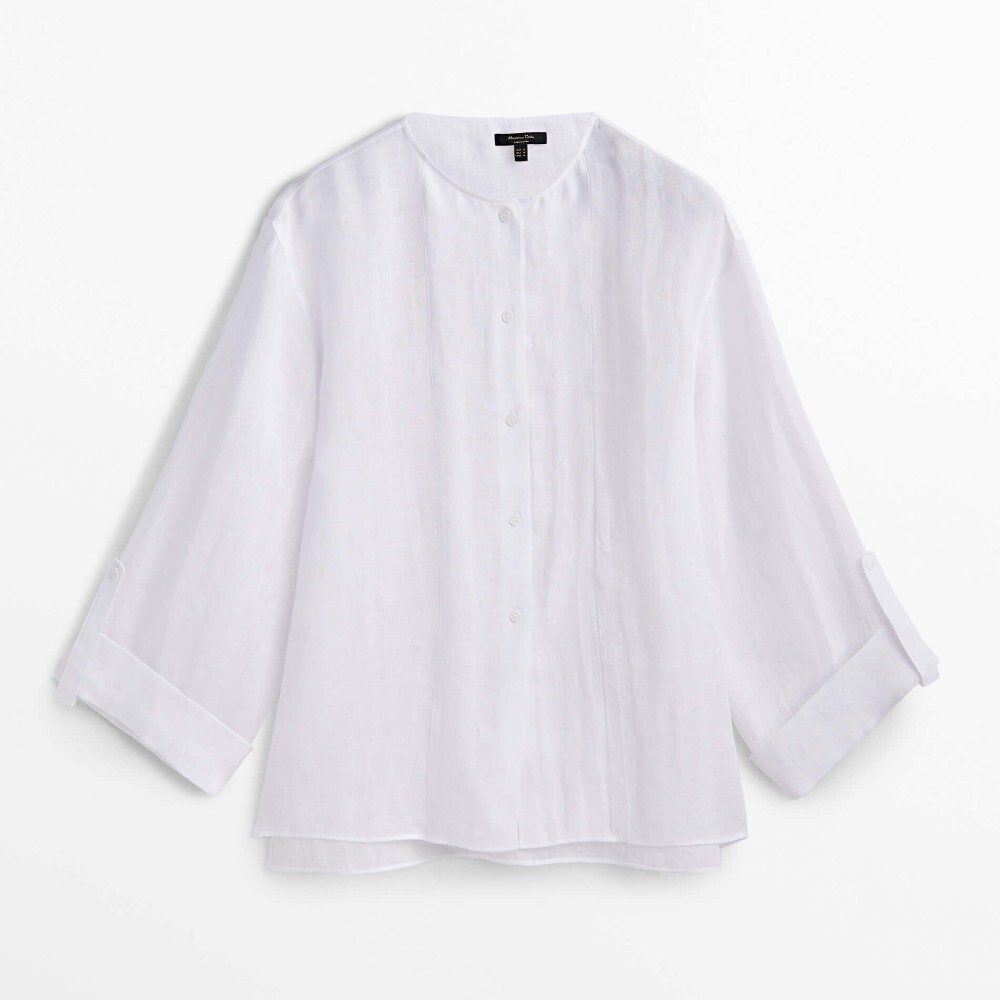 

Рубашка Massimo Dutti 100% Linen With Wide Sleeves, белый