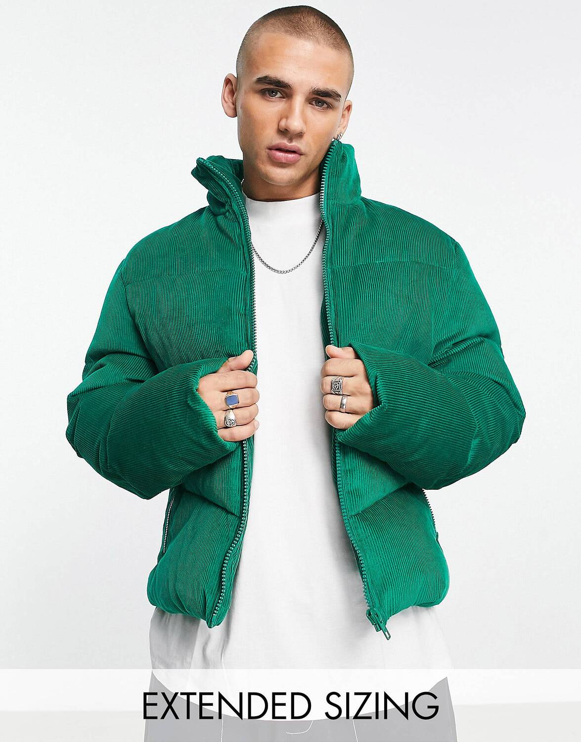 

Зеленый вельветовый пуховик ASOS DESIGN