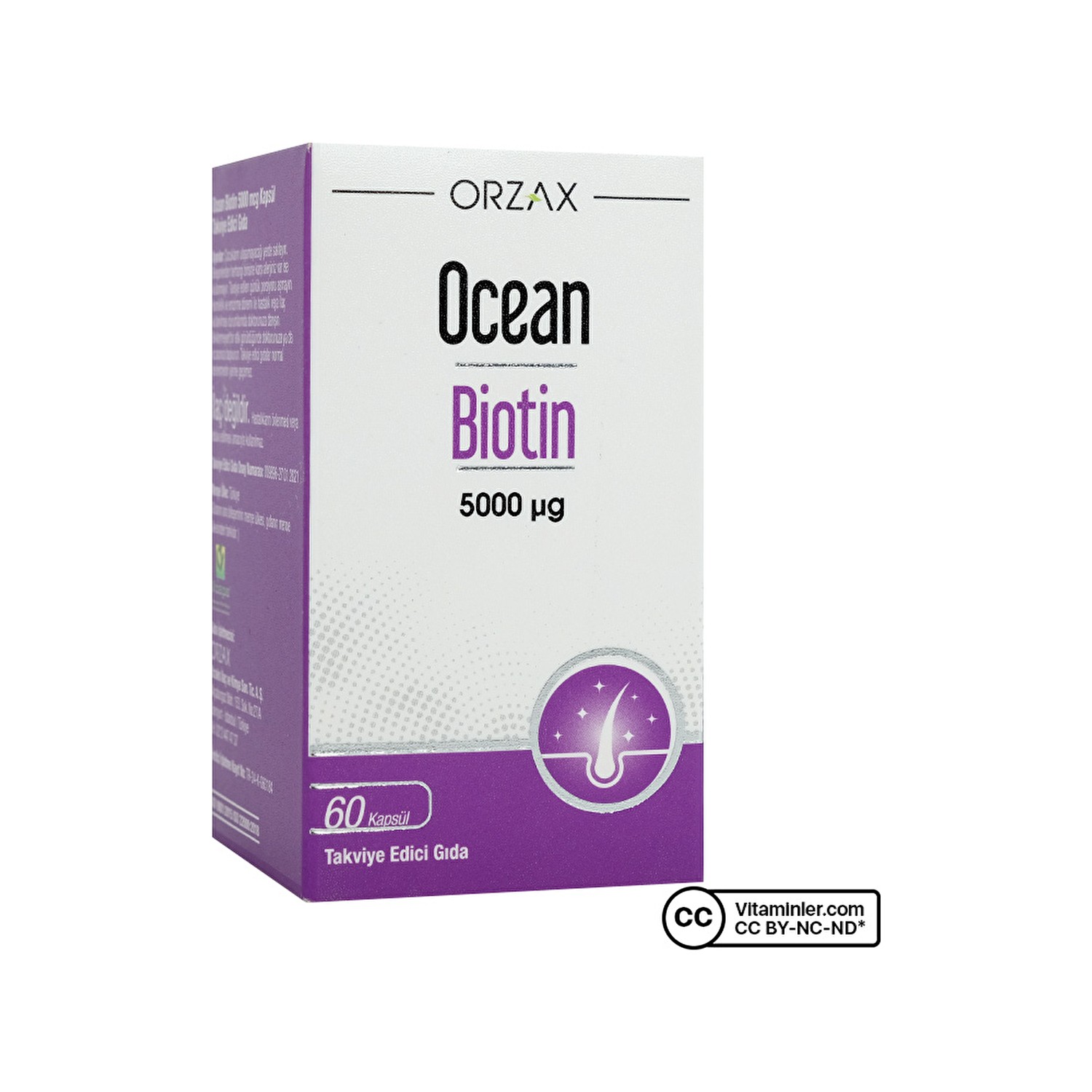 Пищевая добавка Ocean Biotin, 60 капсул 5000 мкг. country life maxi hair plus 5000 мкг 360 вегетарианских капсул