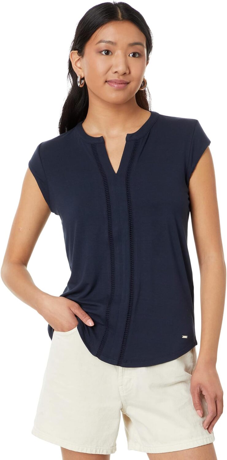 

Блуза Tommy Hilfiger Split Neck Blouse, цвет Sky Captain