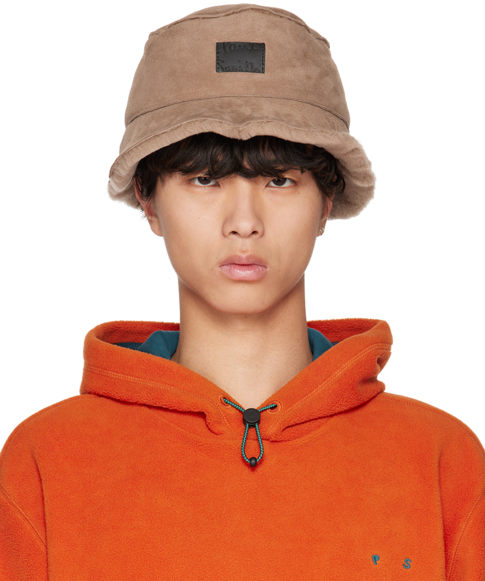 

Коричневая панама из овчины со вставками Paul Smith