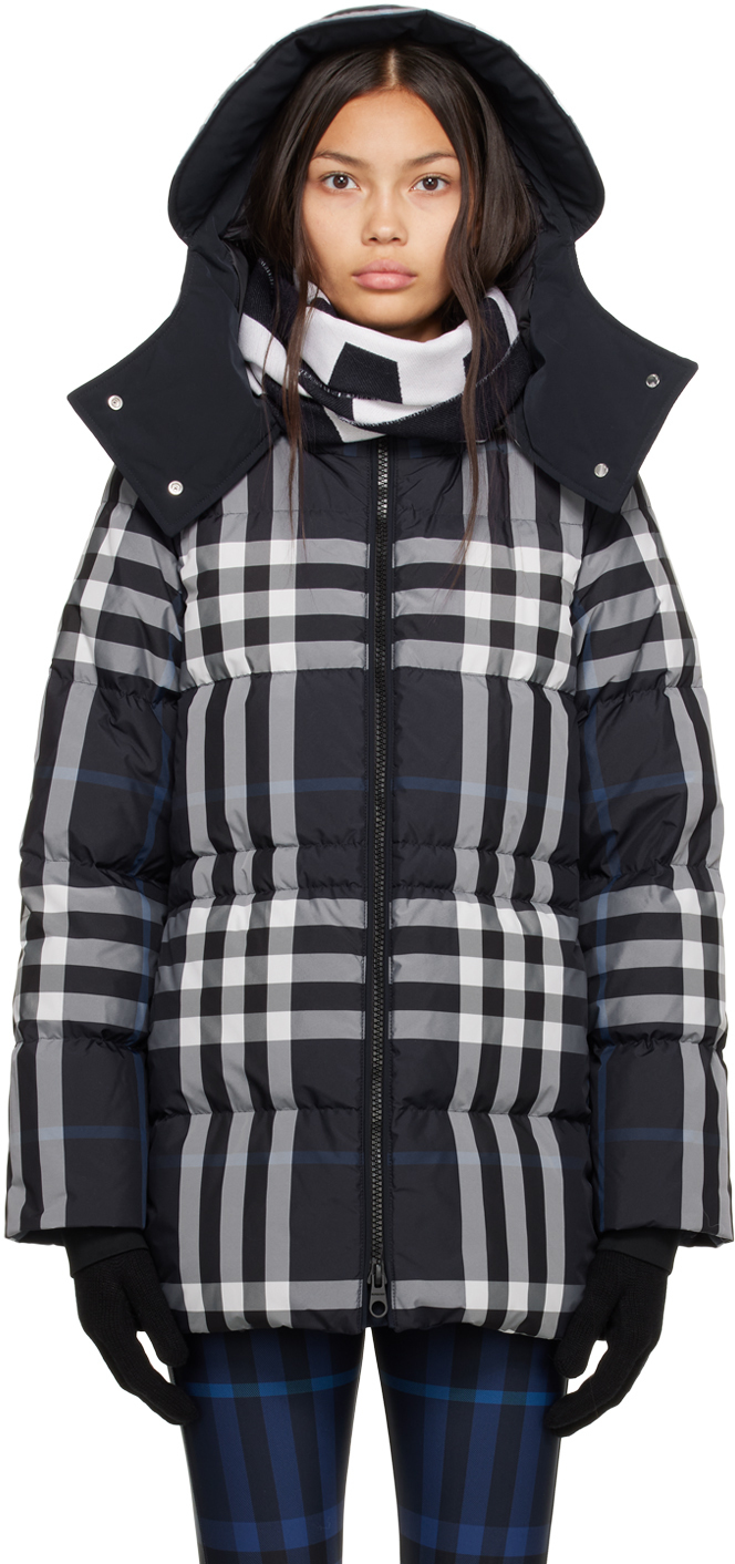 

Темно-синий пуховик в клетку Night Check Burberry