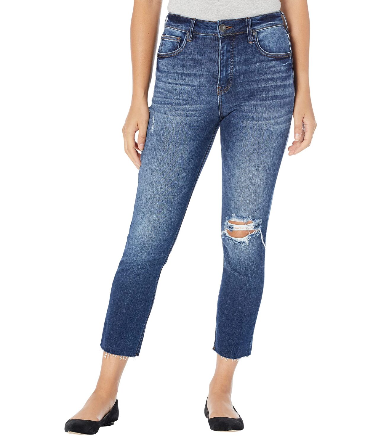 

Джинсы KUT from the Kloth, Rachael High-Rise Fab AB Mom Raw Hem in Undivided