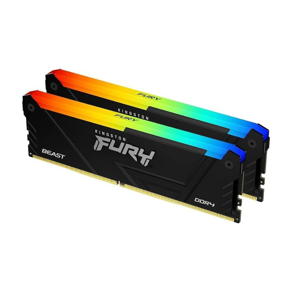 Оперативная память Kingston Fury Beast RGB, 64 Гб DDR4 (2x32 Гб), 3600 МГц, KF436C18BB2AK2-64, черный оперативная память kingston fury beast black ddr4 3600 мгц 2x32 гб kf436c18bbk2 64
