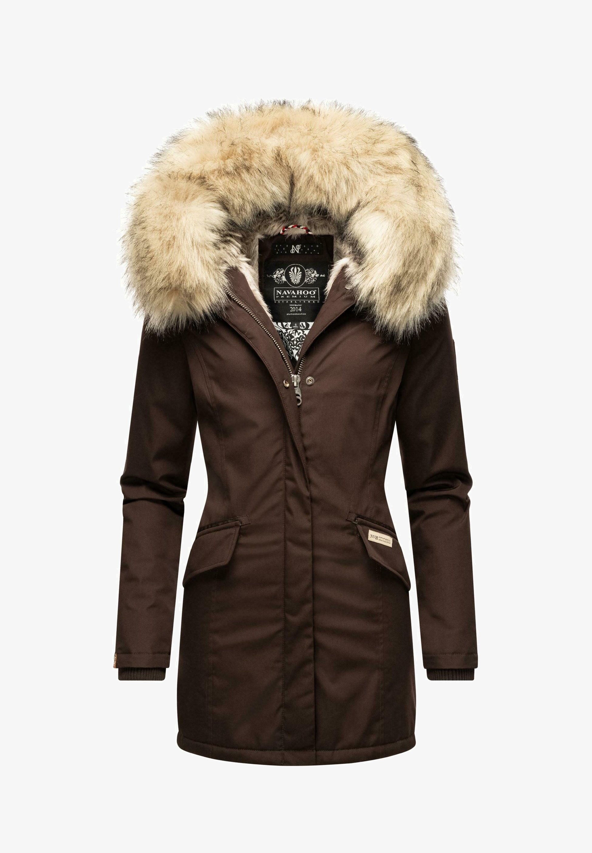 Пальто зимнее Navahoo с капюшоном, коричневый пальто зимнее navahoo приталенное персиковый