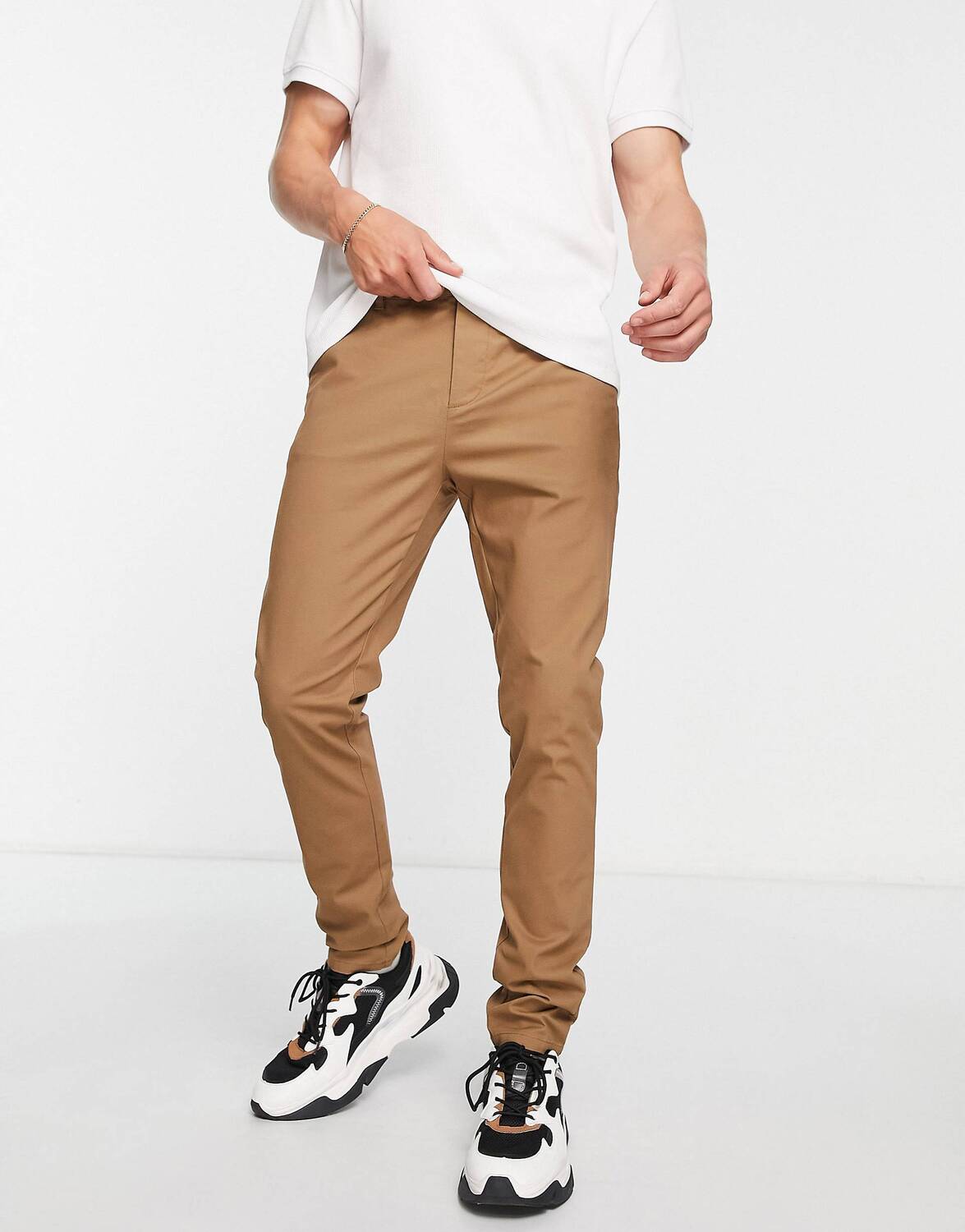 

Табачные брюки чинос скинни ASOS DESIGN