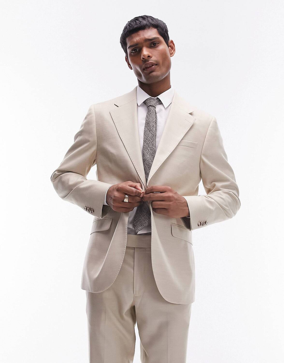 

Пиджак Topman Suit With A Fitted Cut, бежевый
