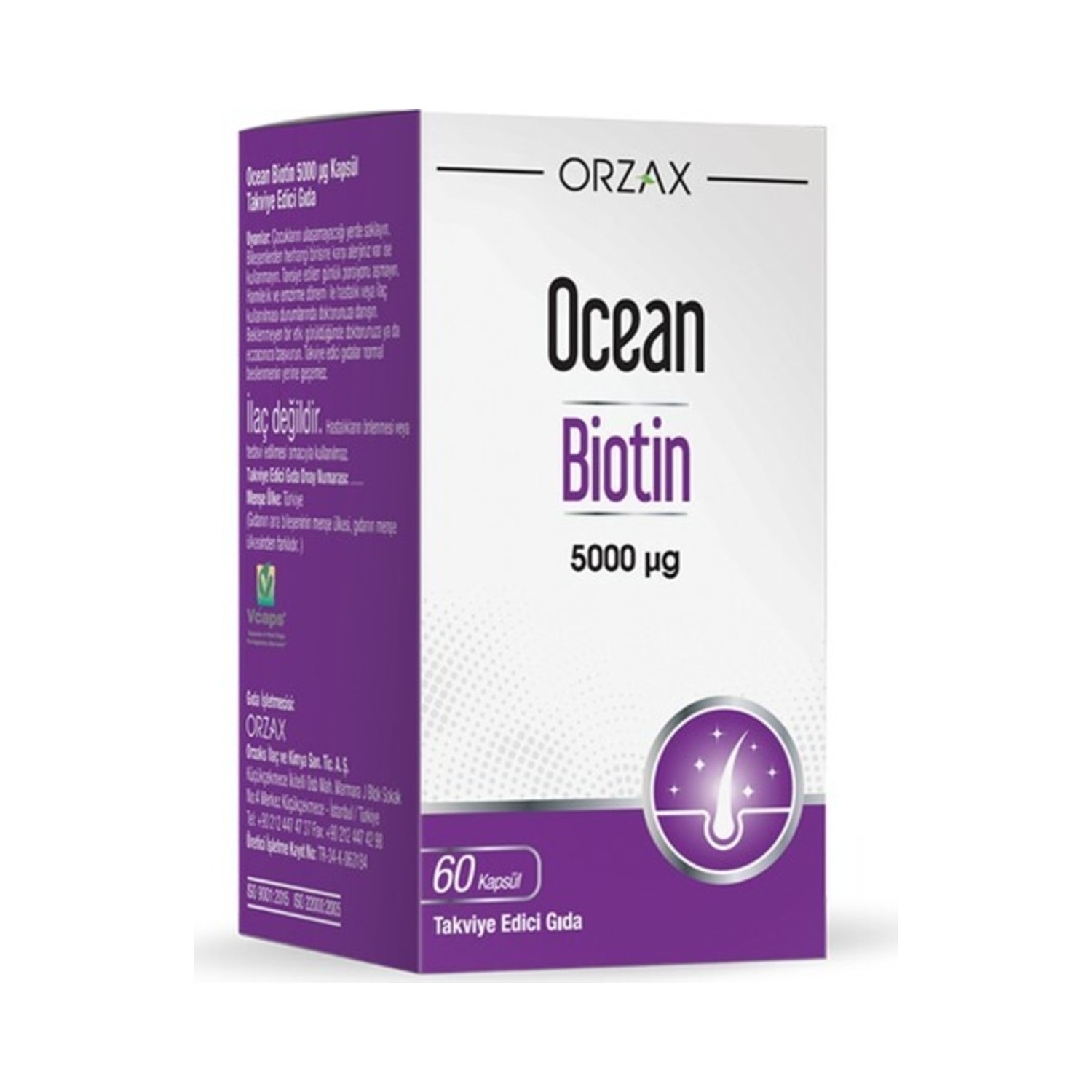 Биотин Ocean Orzax 5000 мкг, 60 капсул