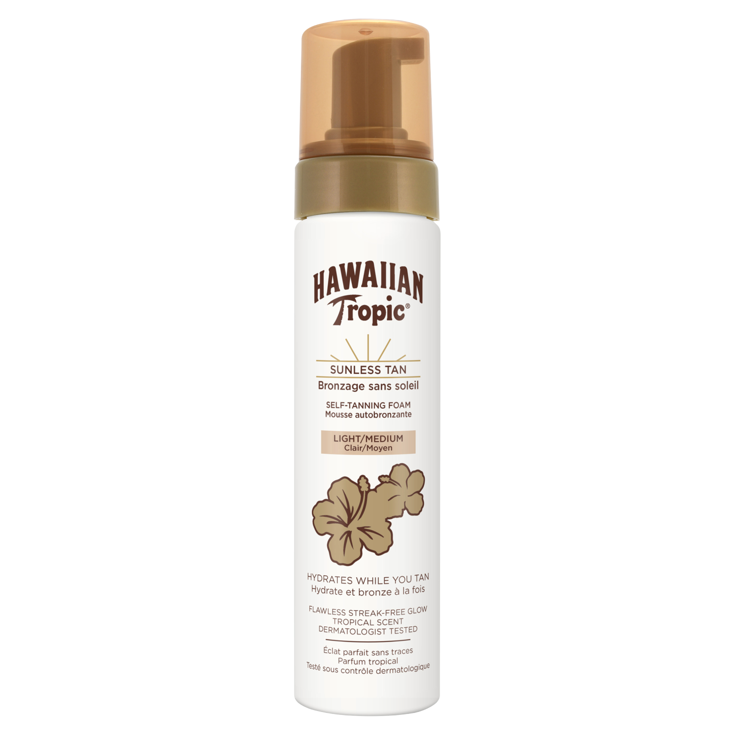 Hawaiian Tropic Sunless Tan Пенка-автозагар для тела легкий/средний, 200 мл - фото