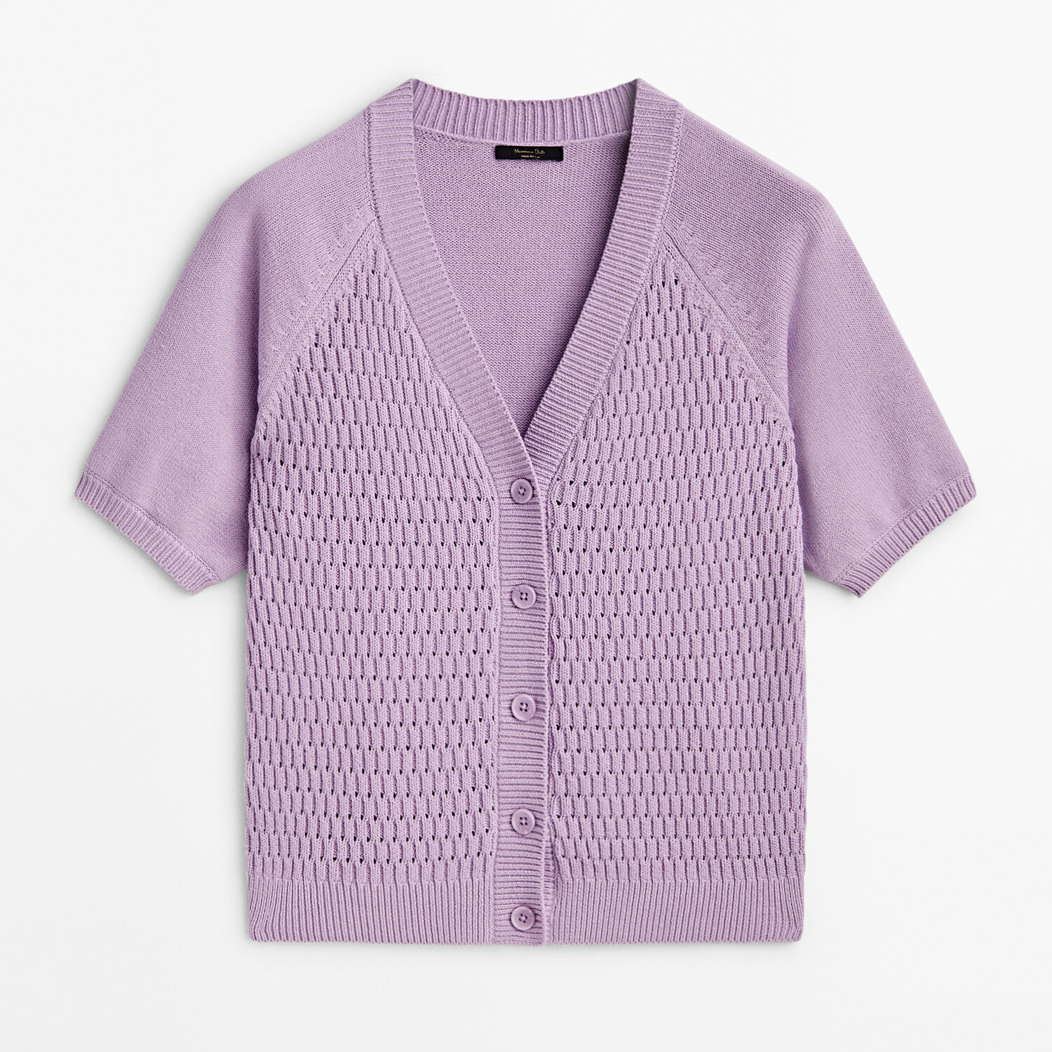 

Кардиган Massimo Dutti Knit crochet, светло-фиолетовый